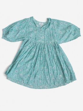 Light Teal Floral Mini Dress - Relaxed Fit